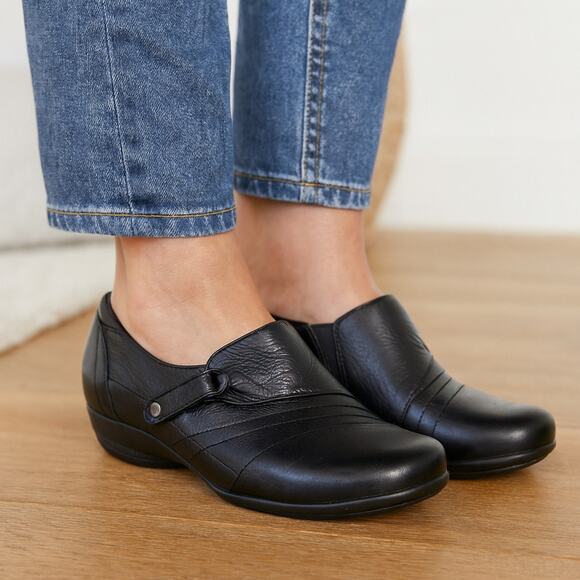 Dansko Franny Size 38 US 8 Black Women's Leather Closed Toe Comfort Loafer Shoes - Picture 1 of 15